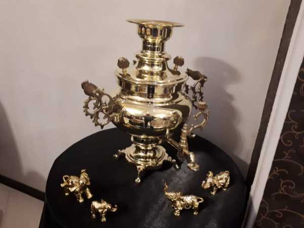 ست کامل سماور سلطنتی  دسته برنجی بهمراه سه فیل A-۰۱۲